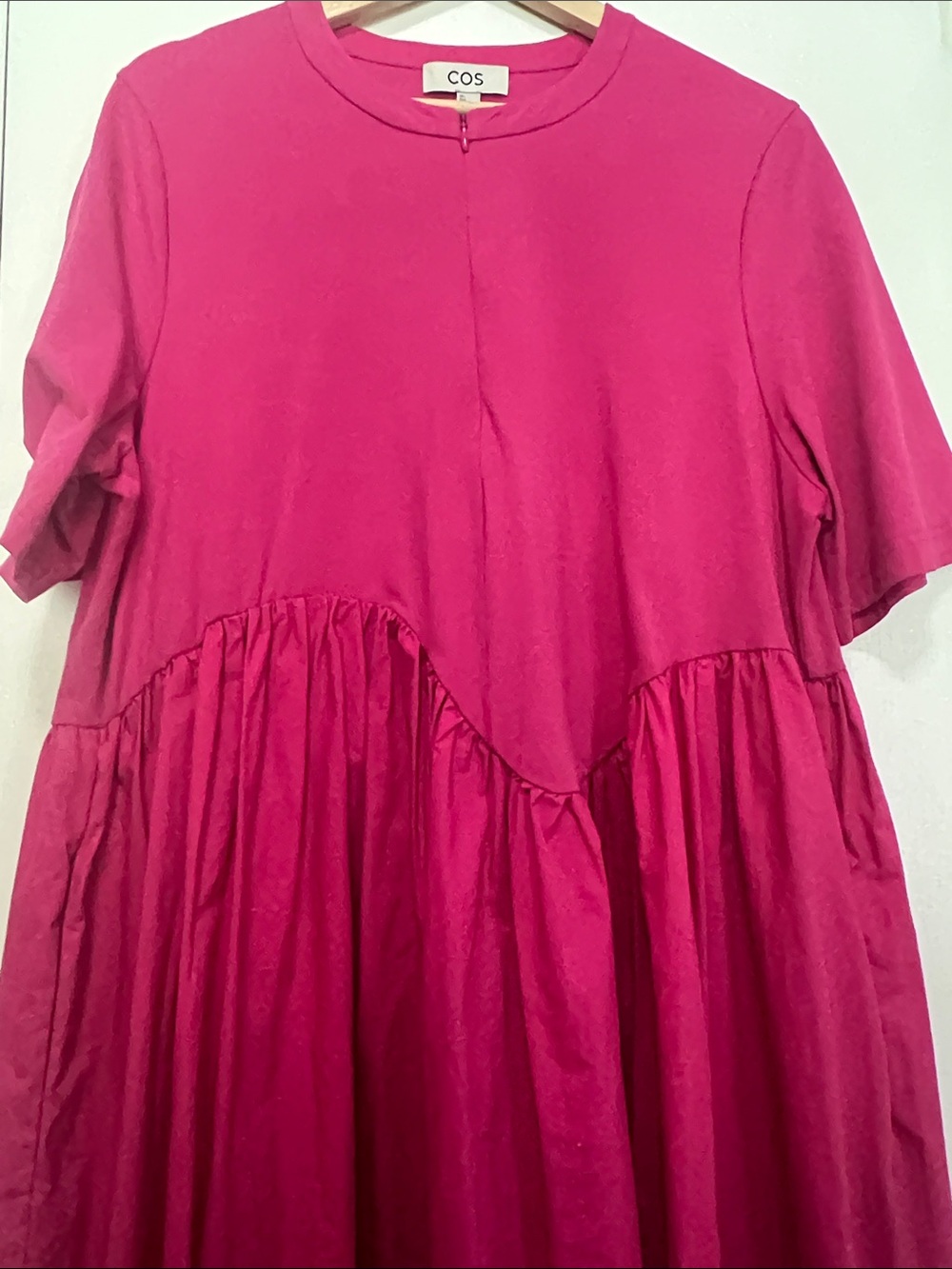 COS Fuchsia Tiered Midi Dress, size Large - Picture 3 of 4
